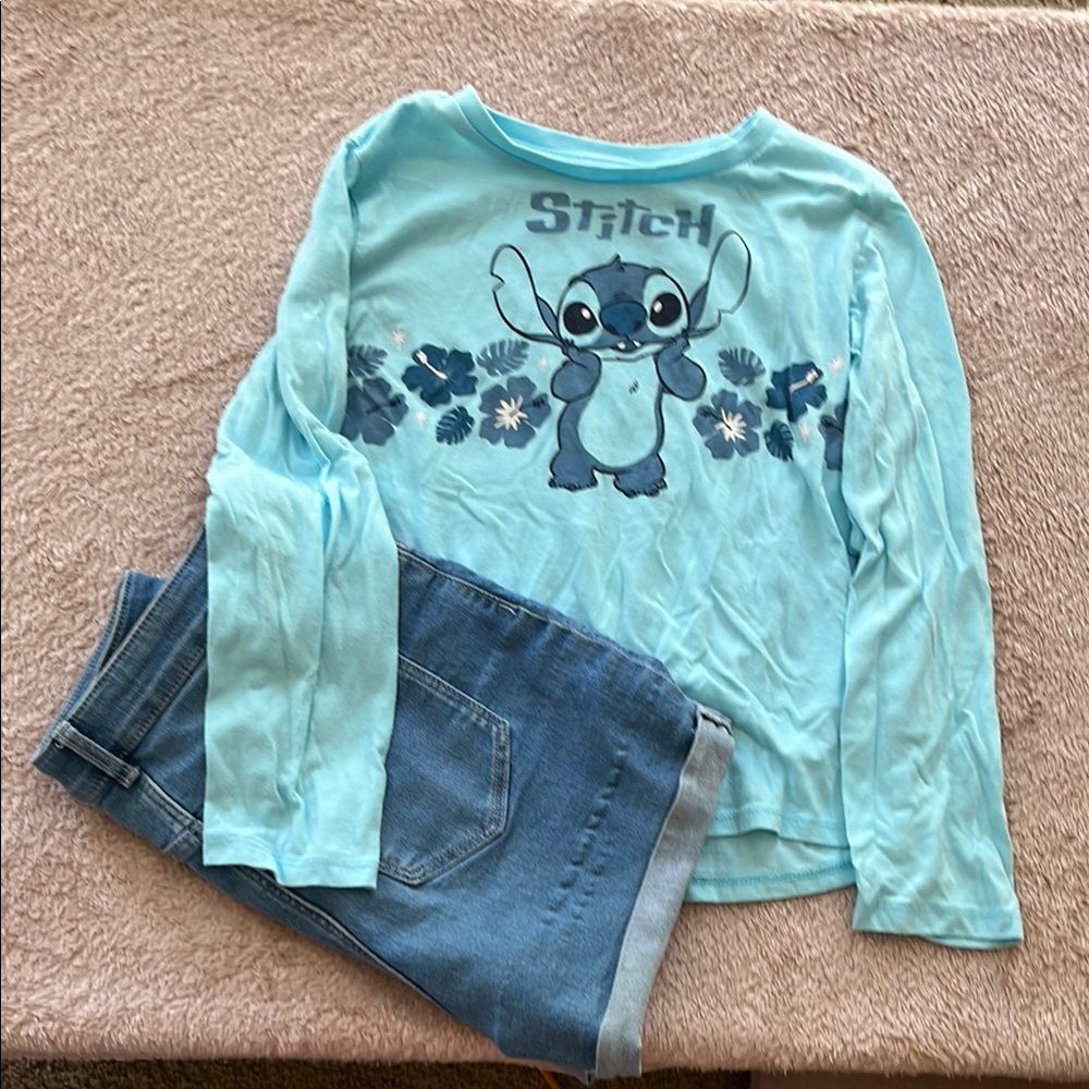 Disney Kids Blue Stitch Long Sleeve Shirt